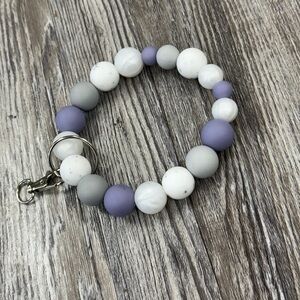 Gray and White Beaded Bracelet